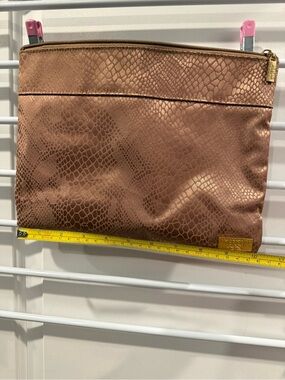 Sharif Metallic Gold Snakeskin Pattern Zip Pouch